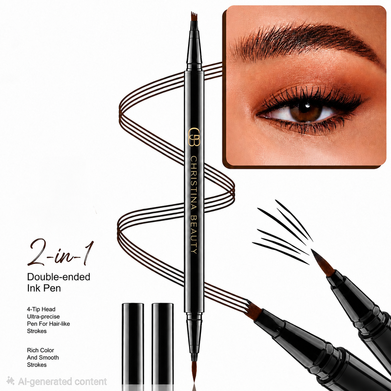 2-in-1 Double Ended Eyebrow Ink Pen